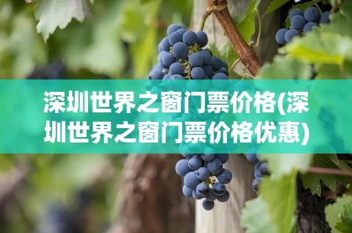深圳世界之窗门票价格(深圳世界之窗门票价格优惠)