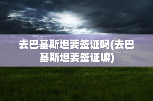 去巴基斯坦要签证吗(去巴基斯坦要签证嘛)