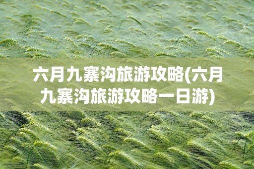 六月九寨沟旅游攻略(六月九寨沟旅游攻略一日游)