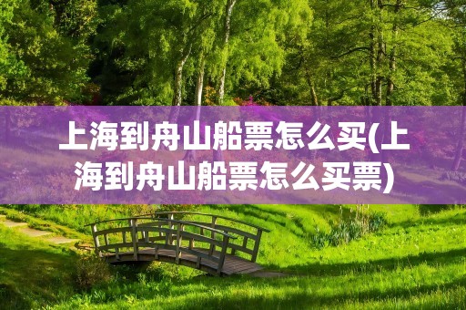 上海到舟山船票怎么买(上海到舟山船票怎么买票)