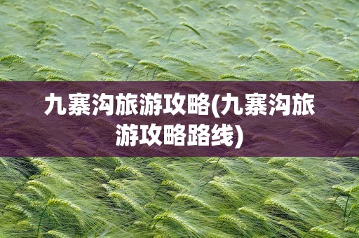 九寨沟旅游攻略(九寨沟旅游攻略路线)
