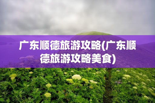 广东顺德旅游攻略(广东顺德旅游攻略美食)