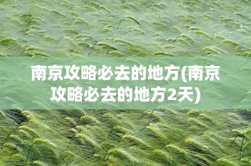 南京攻略必去的地方(南京攻略必去的地方2天)