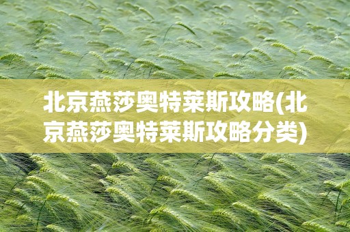 北京燕莎奥特莱斯攻略(北京燕莎奥特莱斯攻略分类)