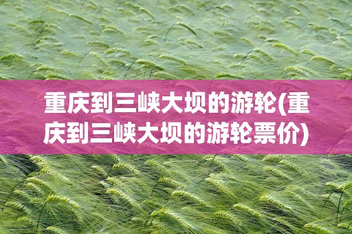 重庆到三峡大坝的游轮(重庆到三峡大坝的游轮票价)