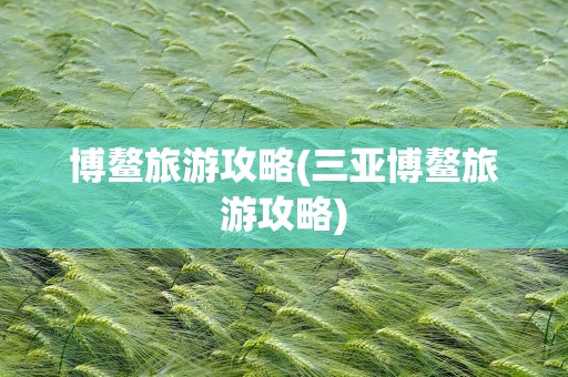 博鳌旅游攻略(三亚博鳌旅游攻略)