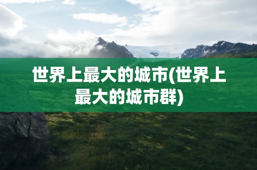 世界上最大的城市(世界上最大的城市群)