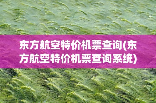 东方航空特价机票查询(东方航空特价机票查询系统)