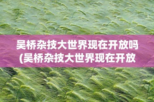 吴桥杂技大世界现在开放吗(吴桥杂技大世界现在开放吗今年)