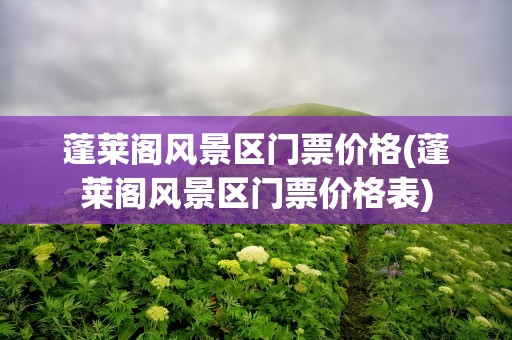 蓬莱阁风景区门票价格(蓬莱阁风景区门票价格表)