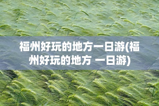 福州好玩的地方一日游(福州好玩的地方 一日游)