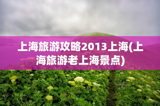 上海旅游攻略2013上海(上海旅游老上海景点)