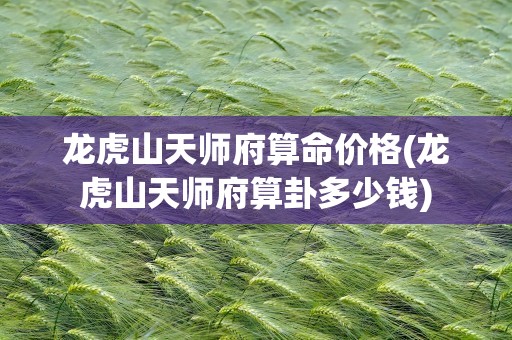 龙虎山天师府算命价格(龙虎山天师府算卦多少钱)