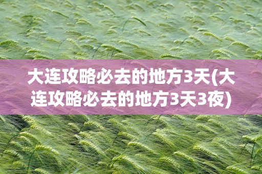 大连攻略必去的地方3天(大连攻略必去的地方3天3夜)