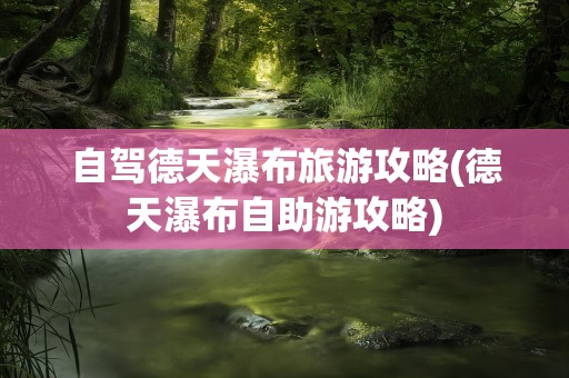 自驾德天瀑布旅游攻略(德天瀑布自助游攻略)