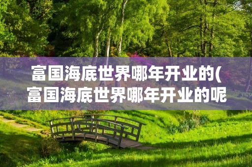 富国海底世界哪年开业的(富国海底世界哪年开业的呢)