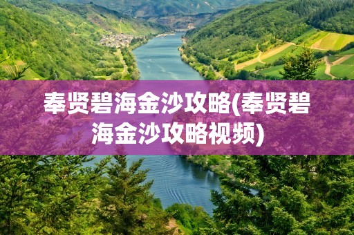 奉贤碧海金沙攻略(奉贤碧海金沙攻略视频)